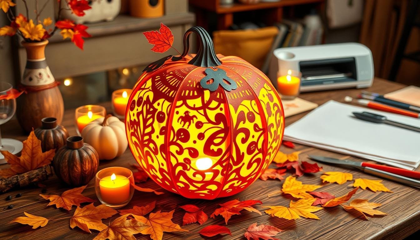 easy paper pumpkin lantern with cricut tutorial is perfect for fall