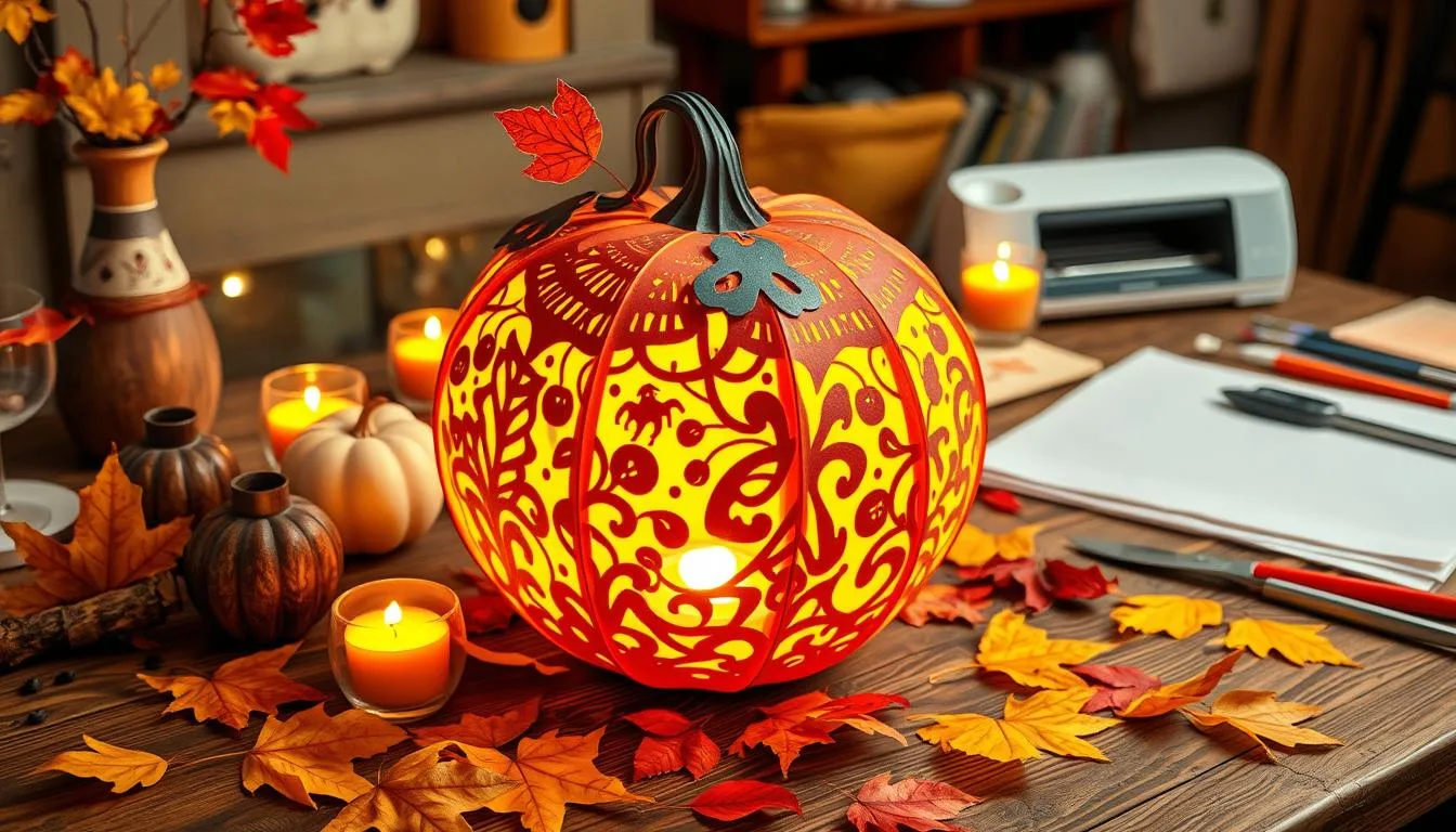 easy paper pumpkin lantern with cricut tutorial is perfect for fall