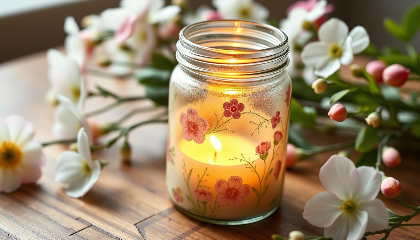 How to Turn Old Jars into Chic Spring Candle Holders with Decoupage